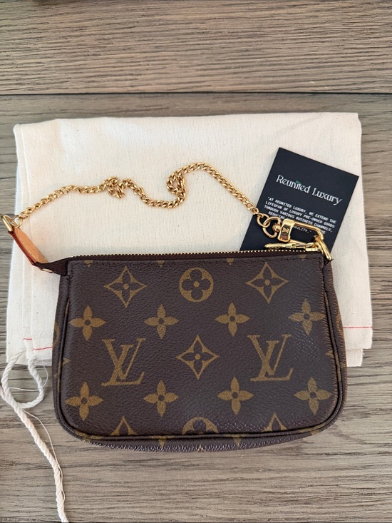 Louis Vuitton Handbags - Louis Vuitton Monogram Mini Pochette in Brown with Gold Chain